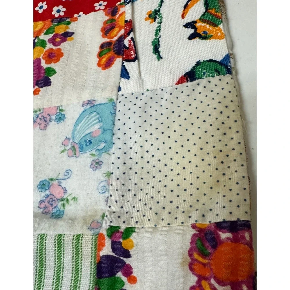 Vintage Handmade Patchwork Baby Blanket Holly Hobbie Style Quilted